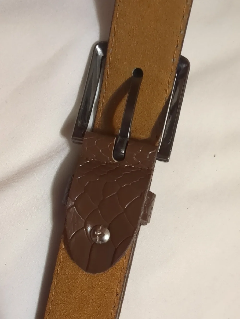 Classic Mens Leather Brown Pebbled Textured Metallic Buckle Belt Unisex